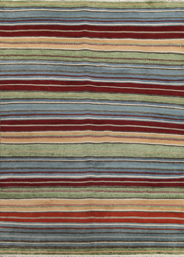 Striped Wool Gabbeh Oriental Area Rug 8x10
