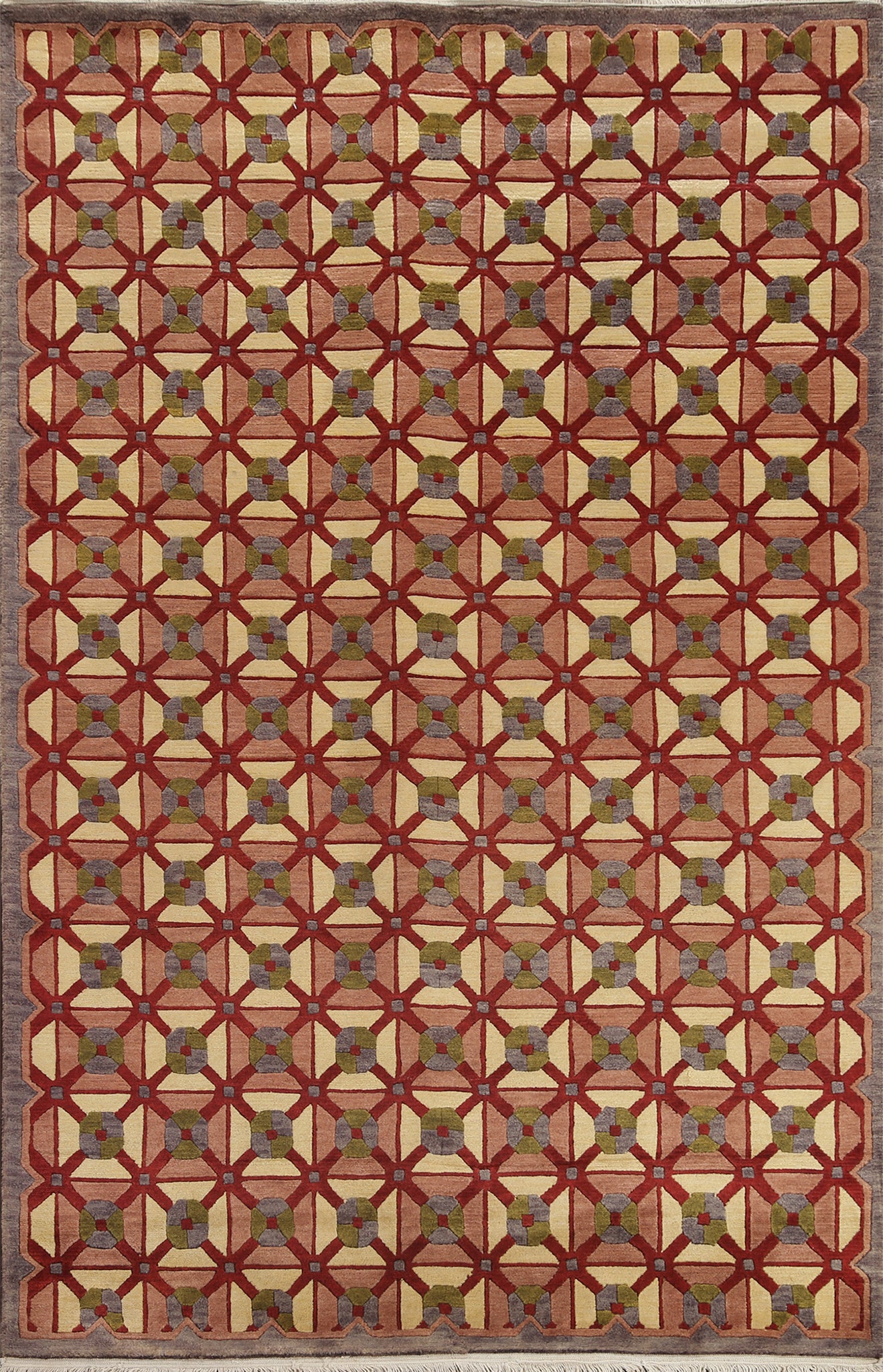 Trellis Handmade Nepalese Oriental Area Rug 5x8