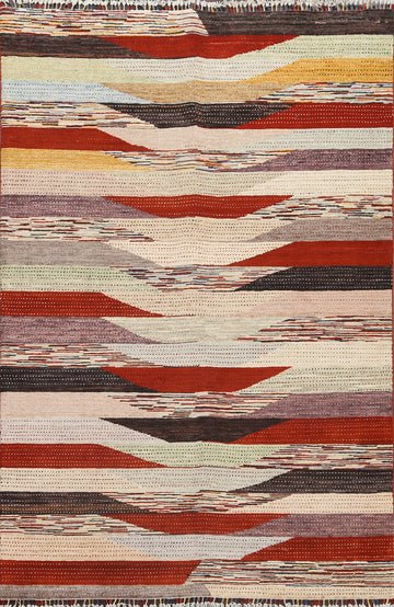 Handmade Wool Gabbeh Kashkoli Oriental Area Rug 5x8