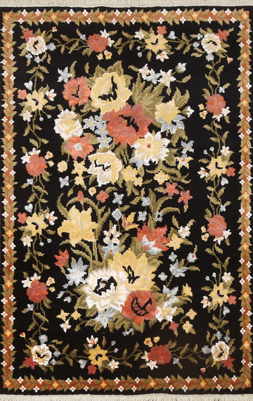 Vegetable Dye Wool Aubusson Handmade Oriental Rug 4x6
