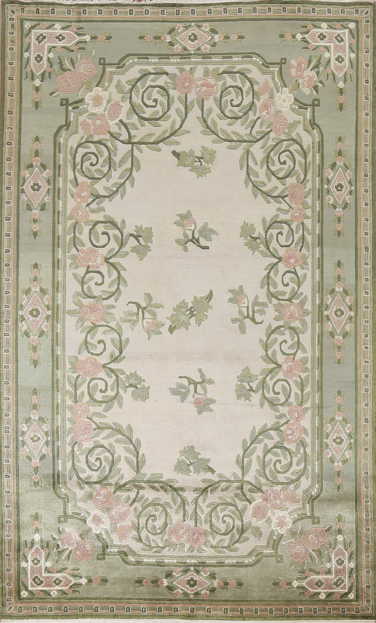 Handmade Floral Nepalese Oriental Wool Rug 6x9