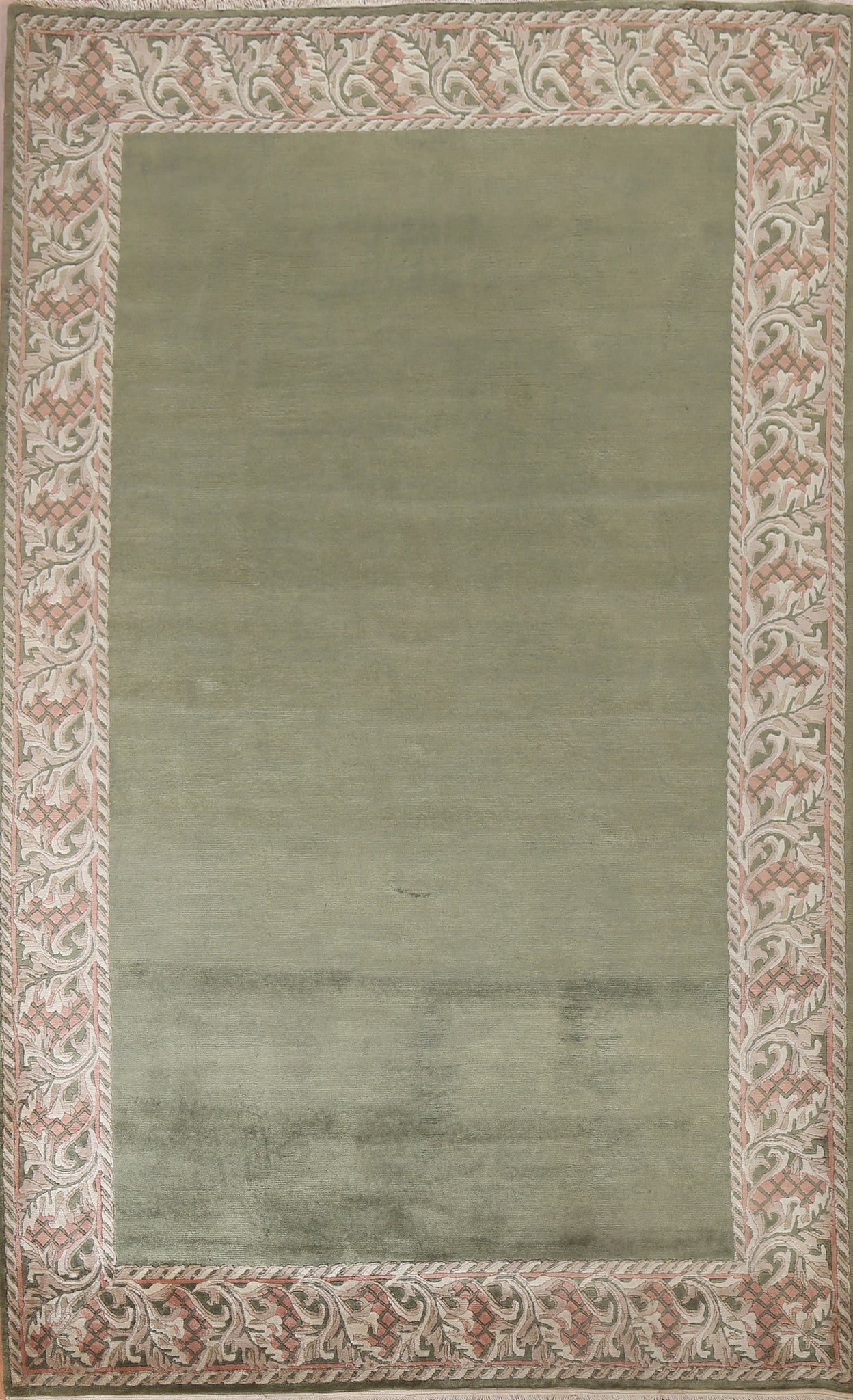 Green Wool Nepalese Oriental Handmade Rug 6x10