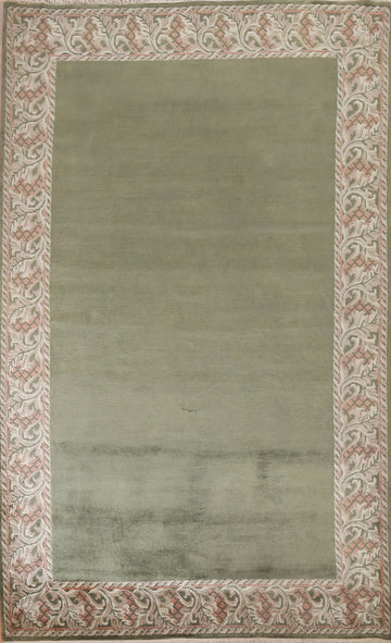 Green Wool Nepalese Oriental Handmade Rug 6x10