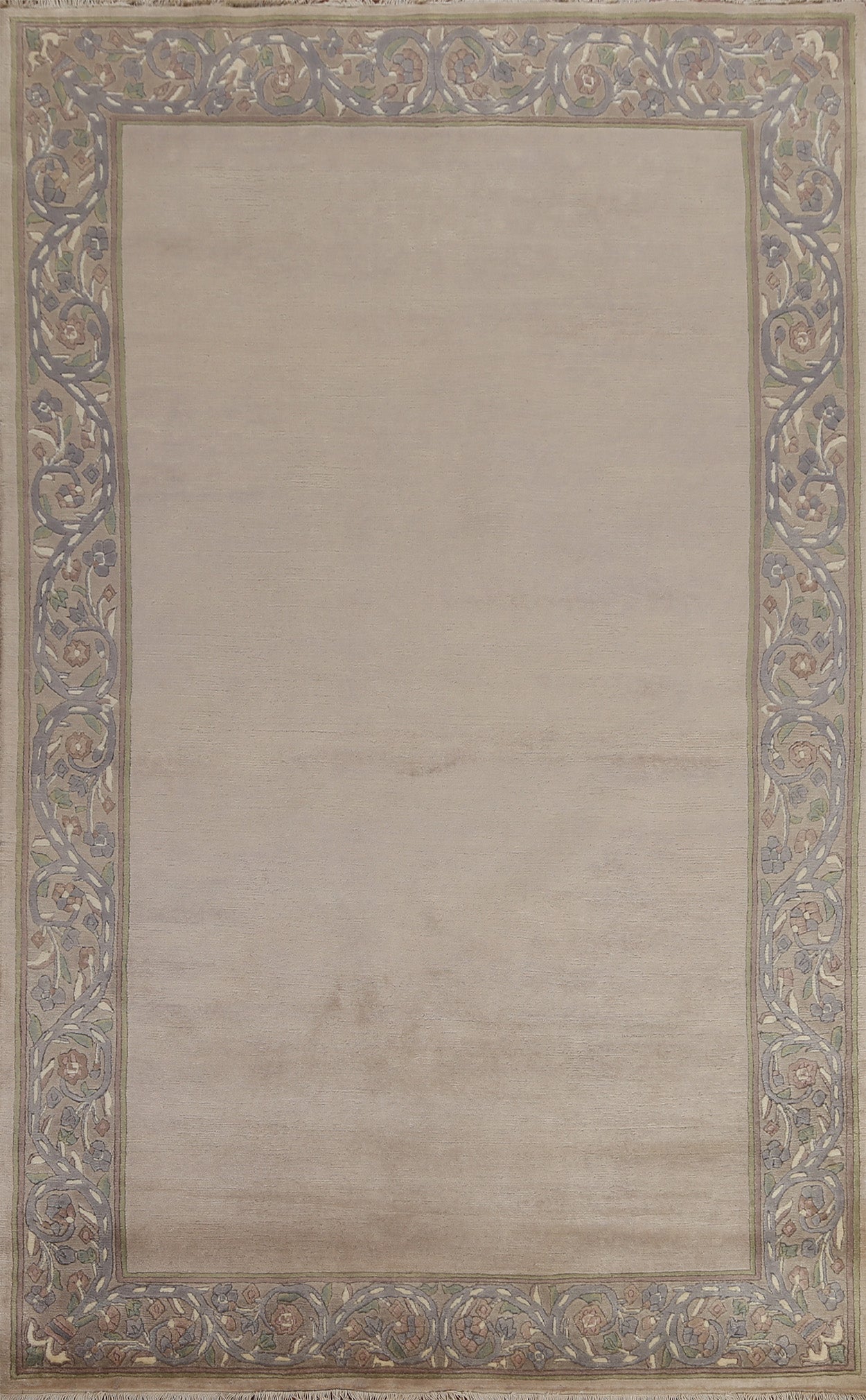 Bordered Wool Nepalese Oriental Area Rug 5x8