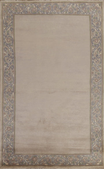 Bordered Wool Nepalese Oriental Area Rug 5x8