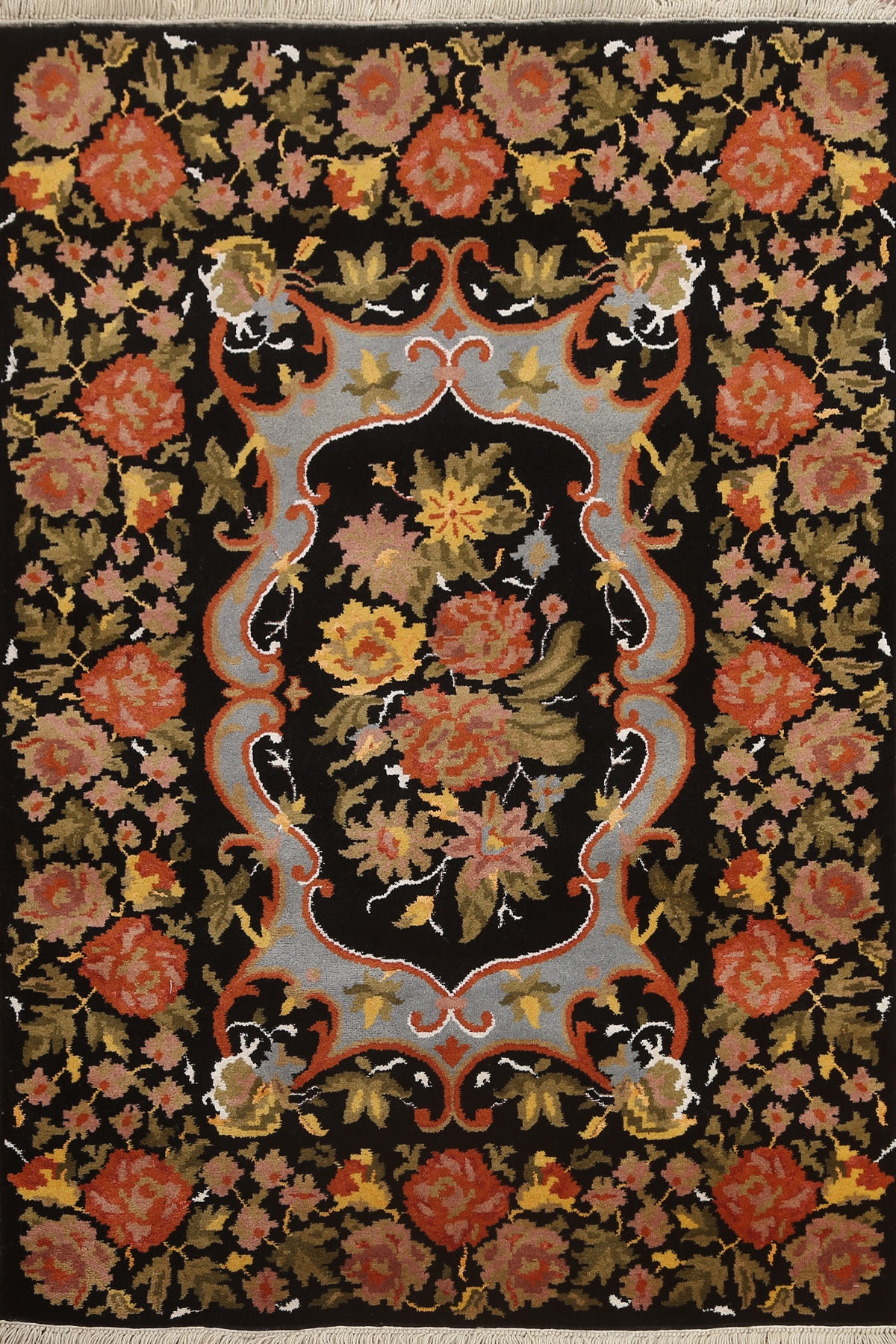 Vegetable Dye Aubusson Oriental Area Rug 4x6