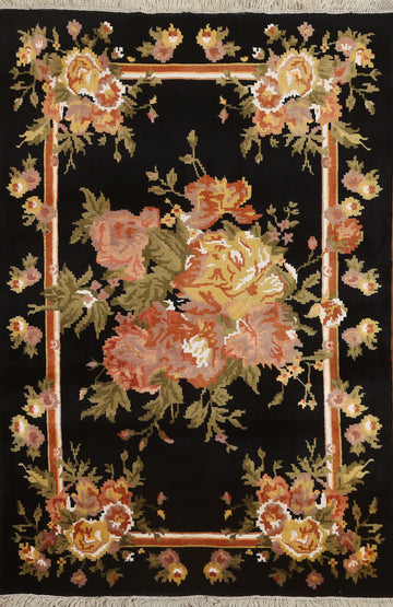 Vegetable Dye Aubusson Oriental Area Rug 4x6