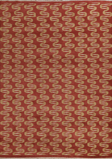 Geometric Wool Abstract Oriental Area Rug 8x10