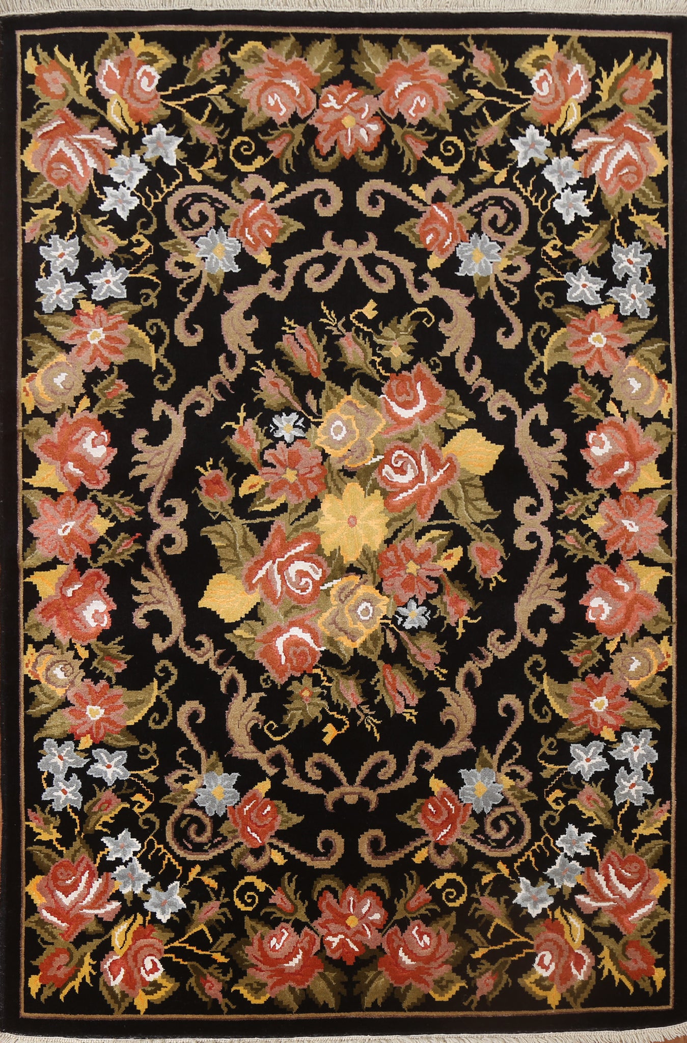 Vegetable Dye Aubusson Oriental Wool Rug 6x8