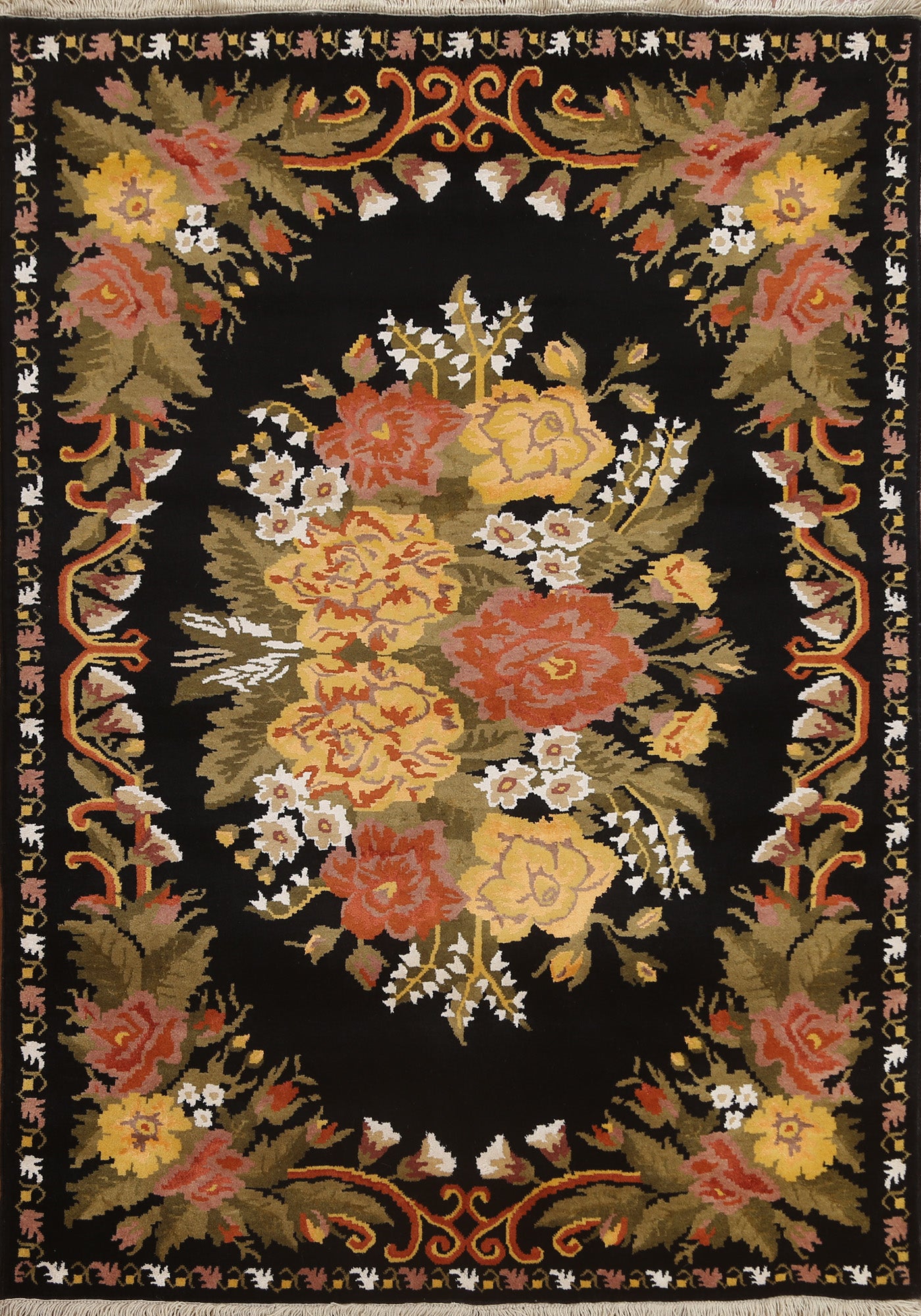 Vegetable Dye Wool Aubusson Oriental Rug 6x8