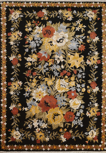 Vegetable Dye Floral Aubusson Oriental Area Rug 5x8