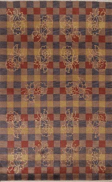 Geometric Nepalese Handmade Wool Rug 5x8