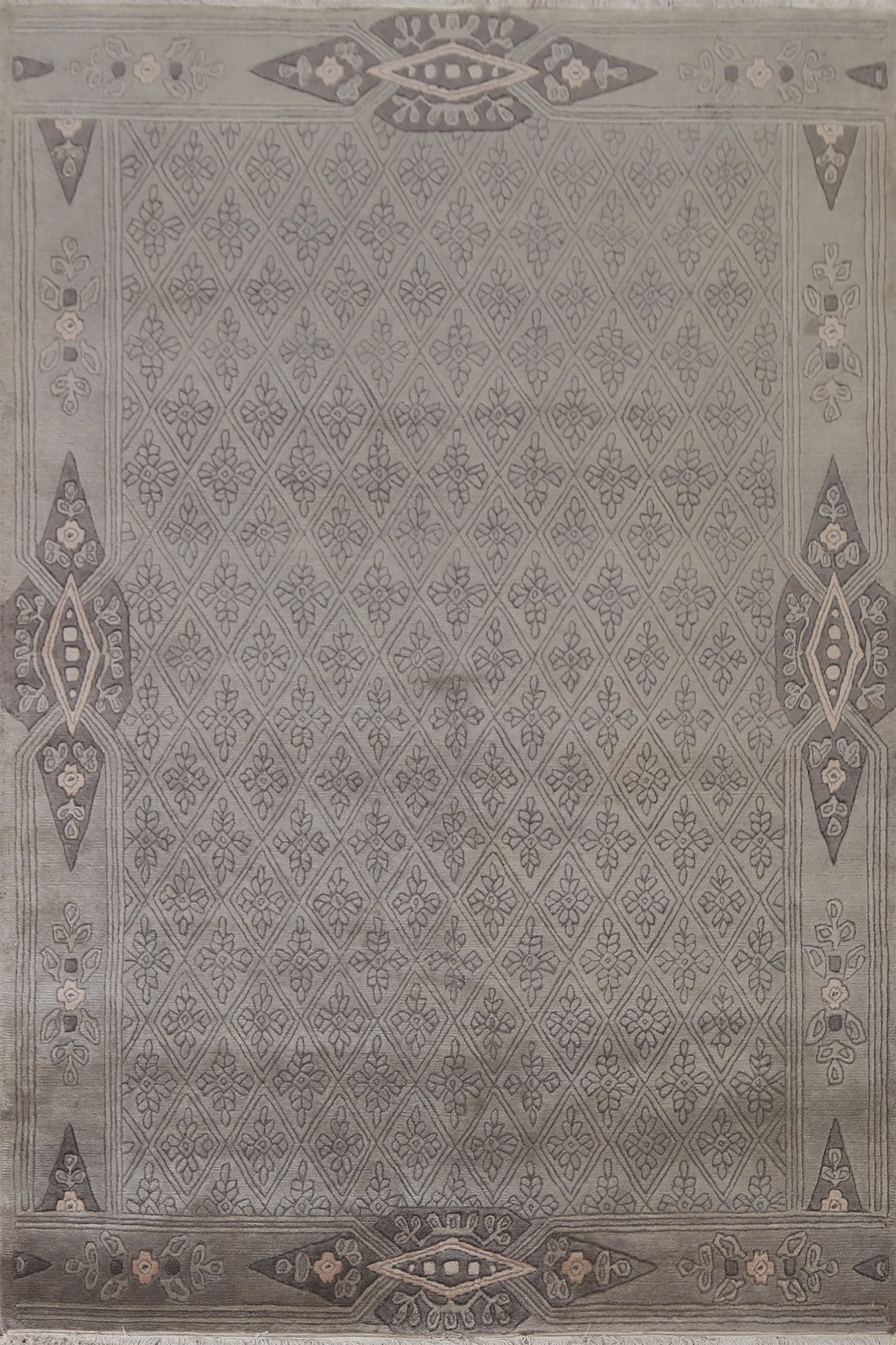 Geometric Nepalese Handmade Wool Rug 5x7