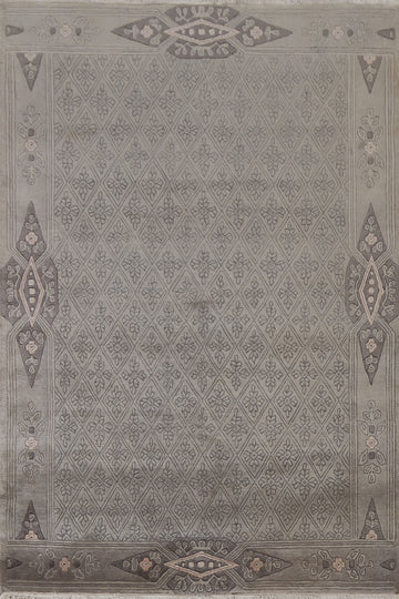 Geometric Nepalese Handmade Wool Rug 5x7