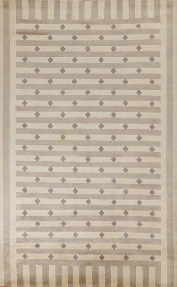 Geometric Nepalese Handmade Wool Rug 5x8