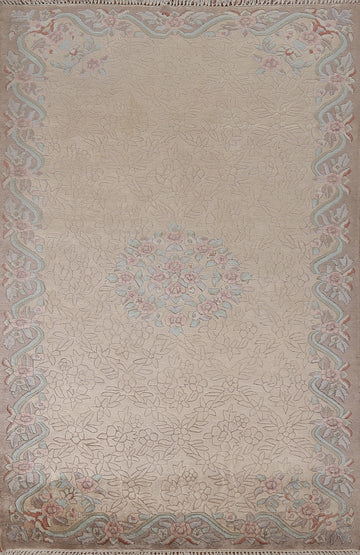 Handmade Nature Print Nepalese Oriental Wool Rug 5x7
