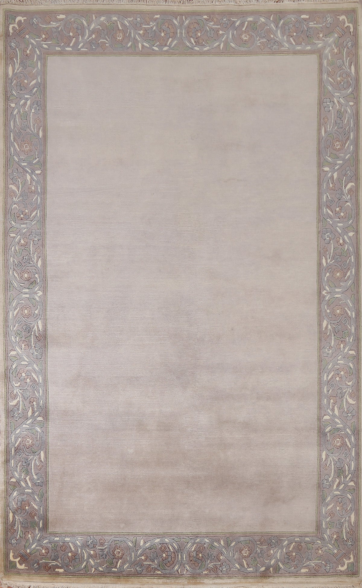 Bordered Wool Nepalese Oriental Area Rug 5x8