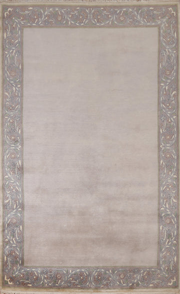 Bordered Wool Nepalese Oriental Area Rug 5x8