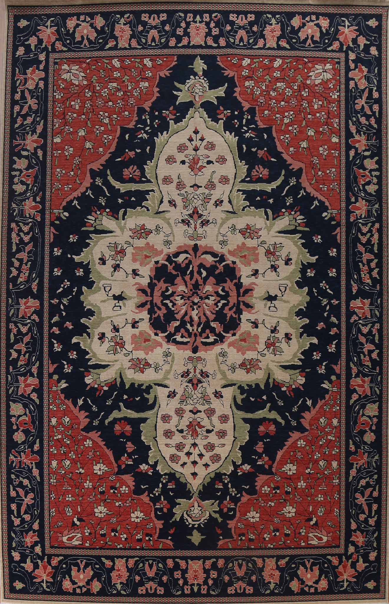Hand-Knotted Sarouk Farahan Turkish Area Rug 10x13
