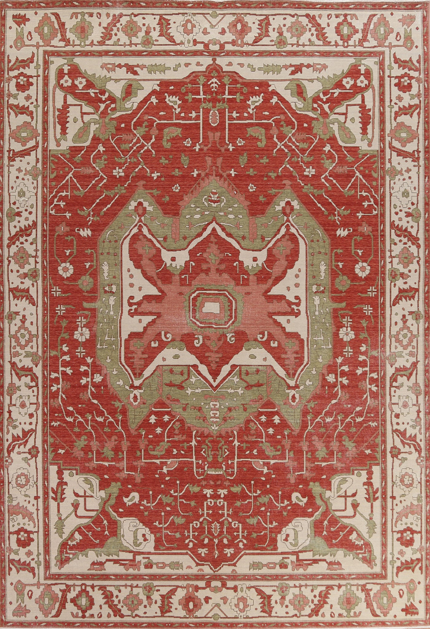Hand-Knotted Heriz Serapi Wool Turkish Rug 9x12
