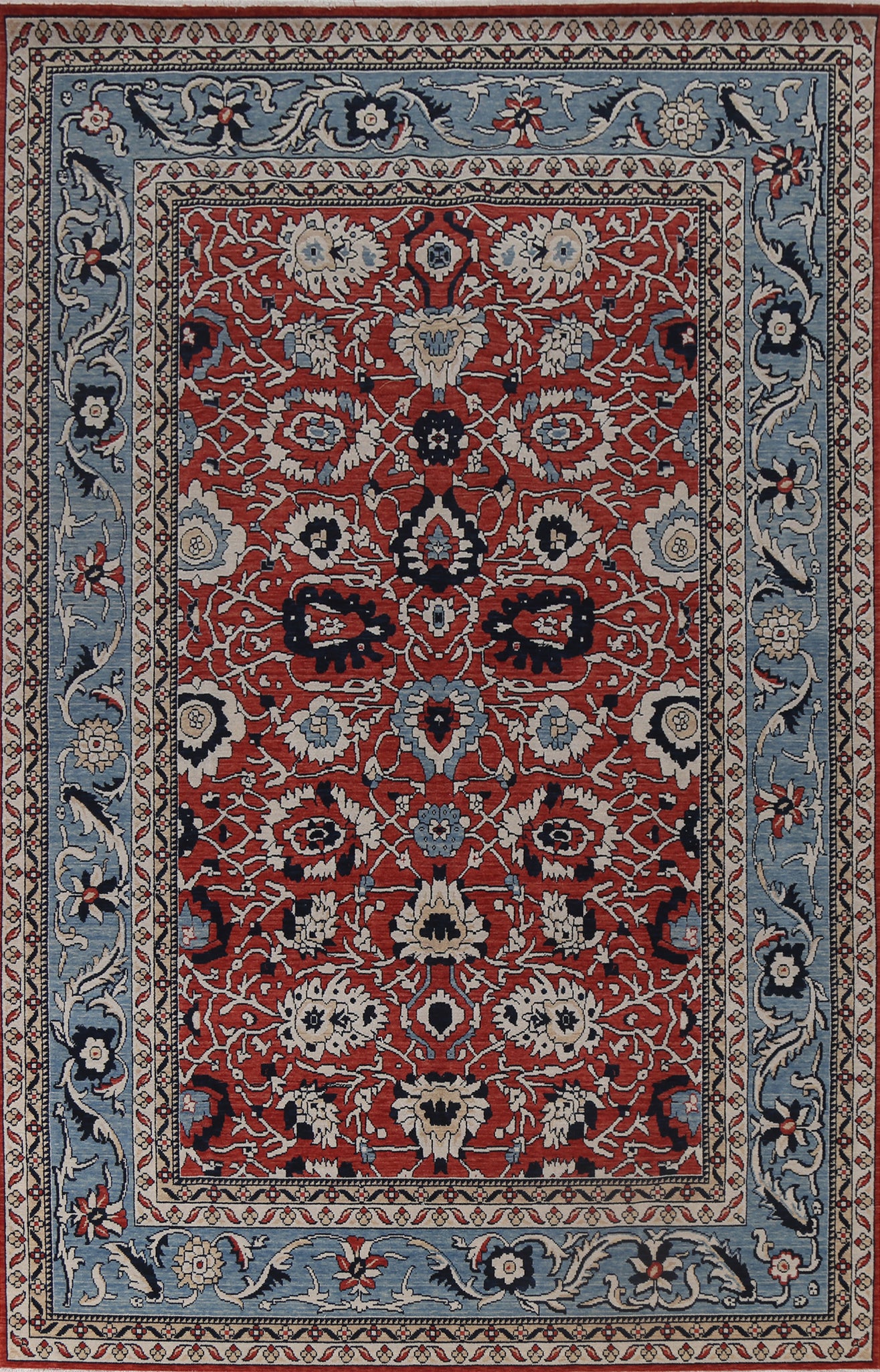 Red Floral Ziegler Turkish Area Rug 7x10