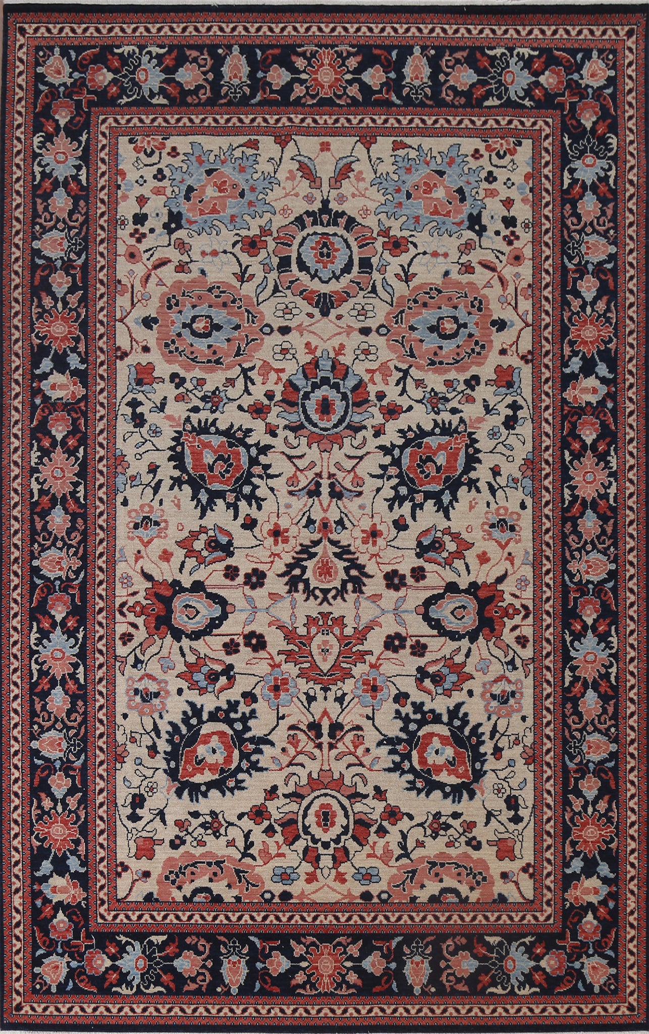 Wool Floral Ziegler Turkish Area Rug 7x10