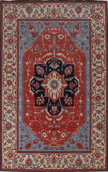 Hand-Knotted Wool Heriz Serapi Oriental Area Rug 7x10