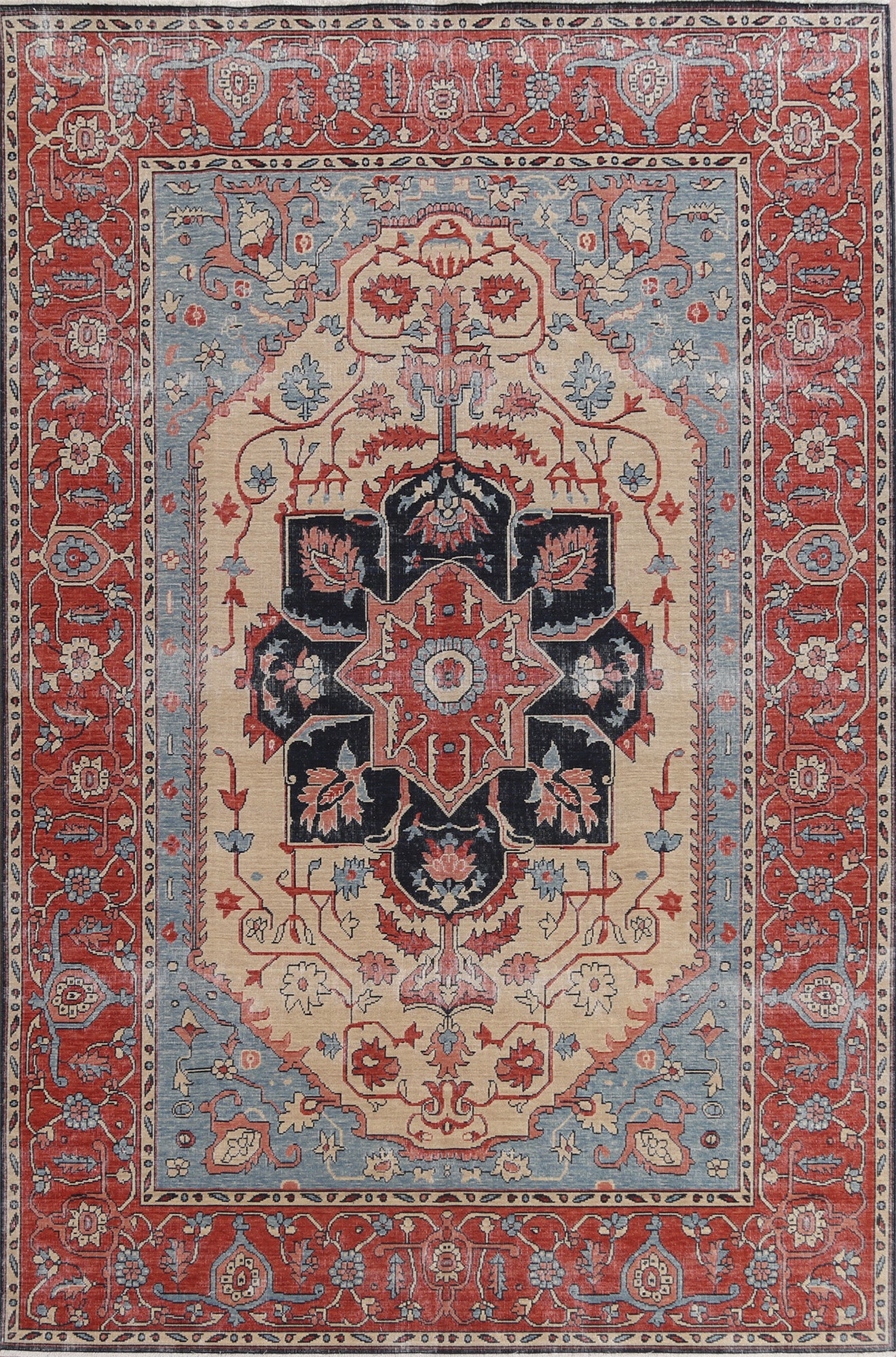 Floral Heriz Serapi Oriental Area Rug 7x10