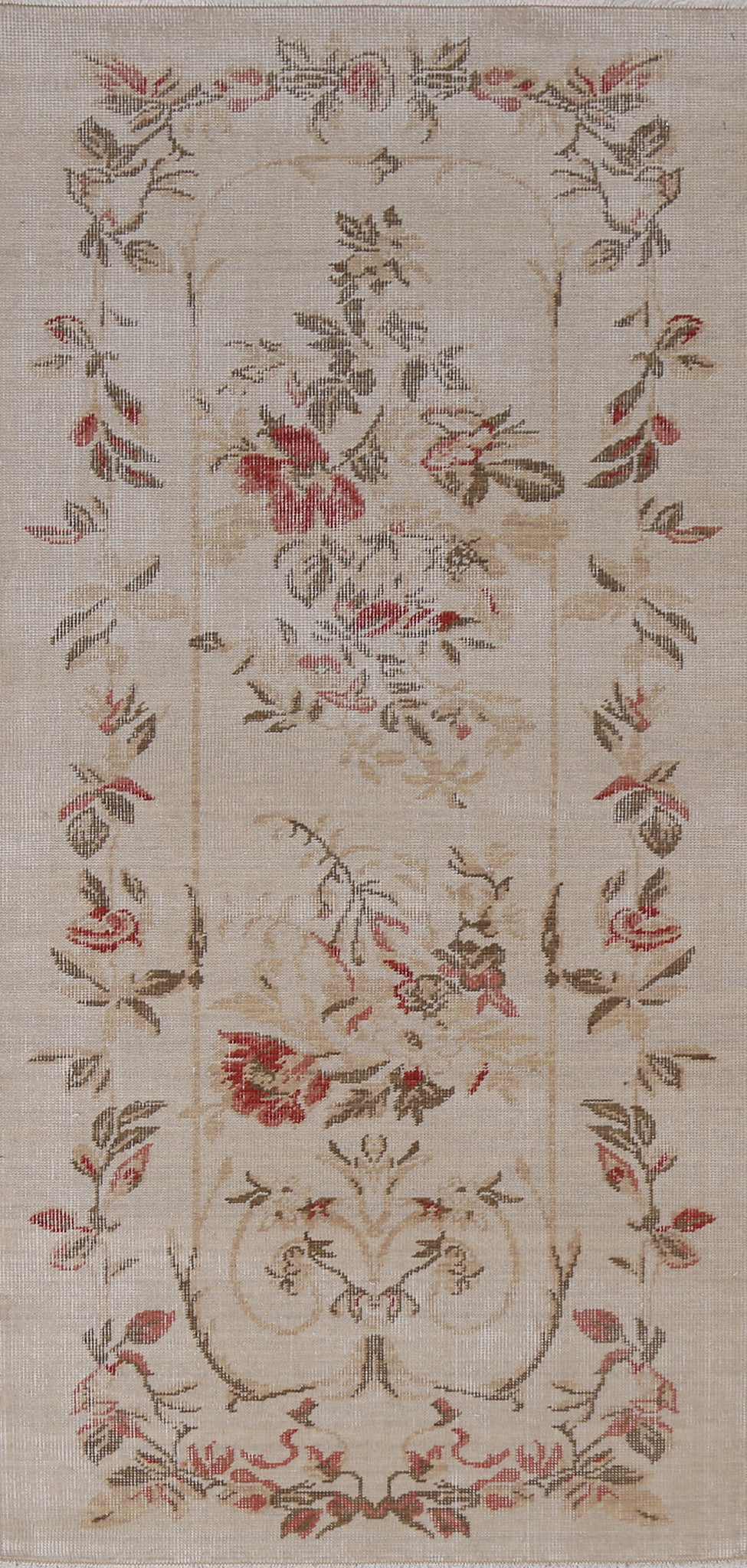 Wool Floral Aubusson Turkish Runner Rug 2x6