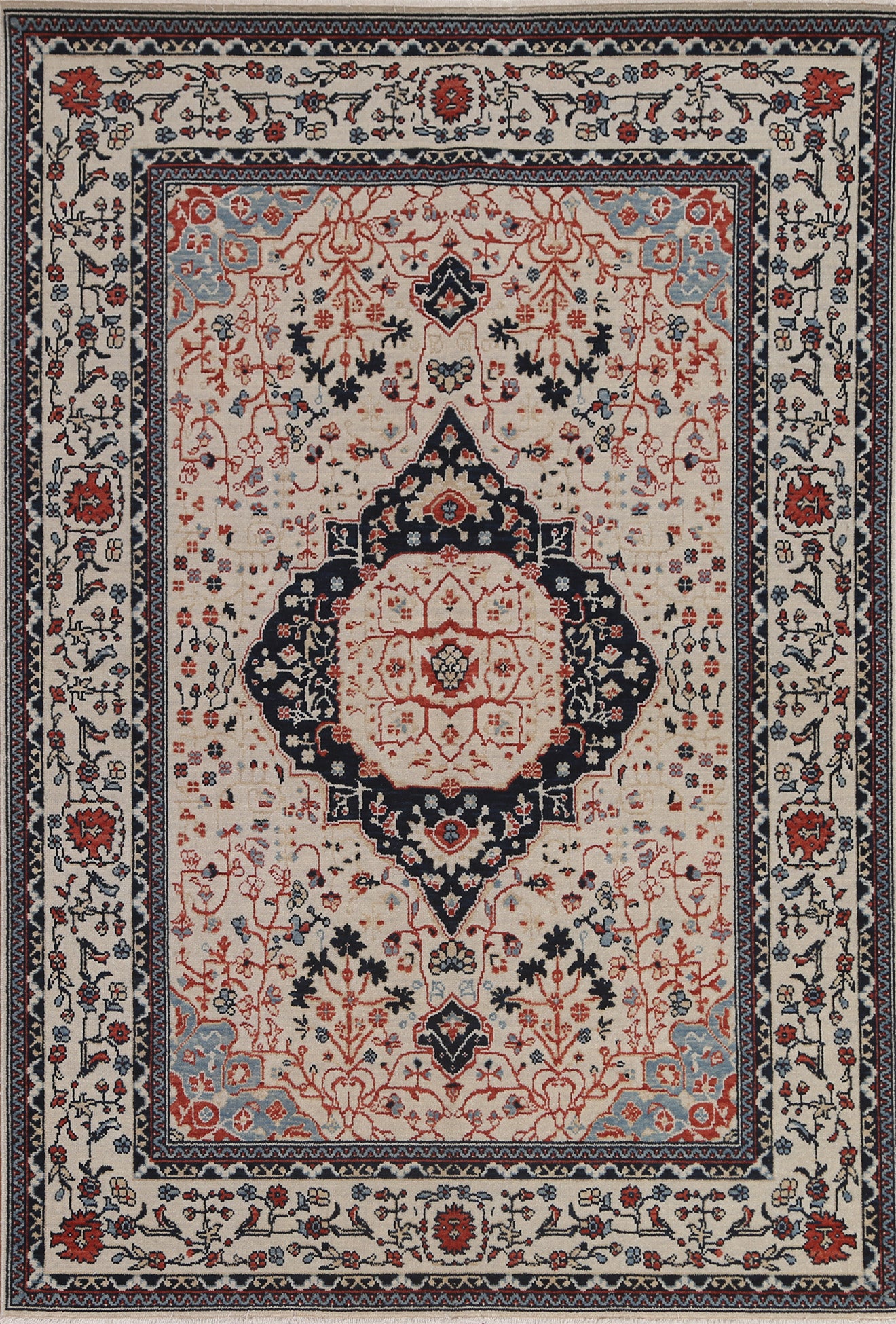 Handmade Kashan Mohtasham Turkish Wool Rug 5x7