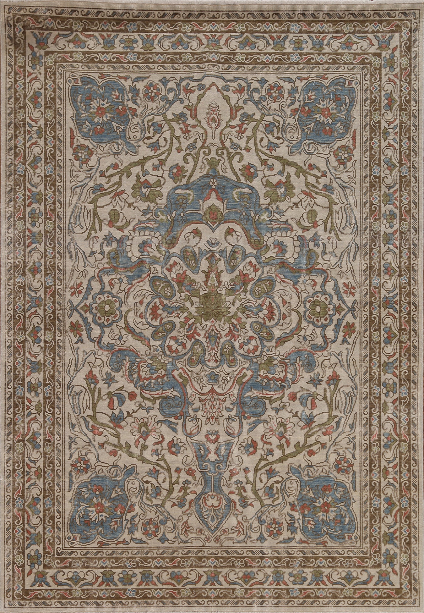 Handmade Floral Oushak Turkish Wool Rug 5x7