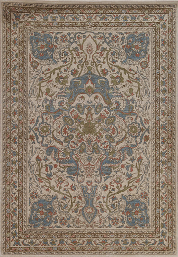 Handmade Floral Oushak Turkish Wool Rug 5x7