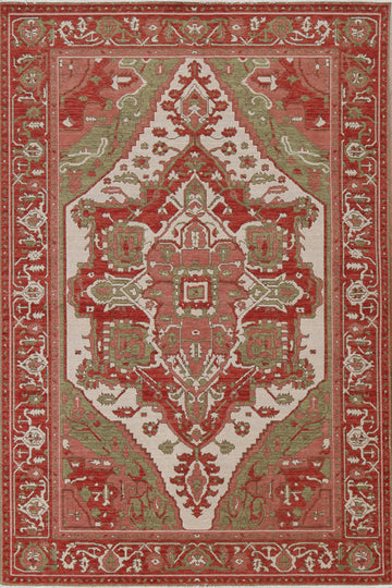 Hand-Knotted Heriz Serapi Turkish Wool Rug 5x7