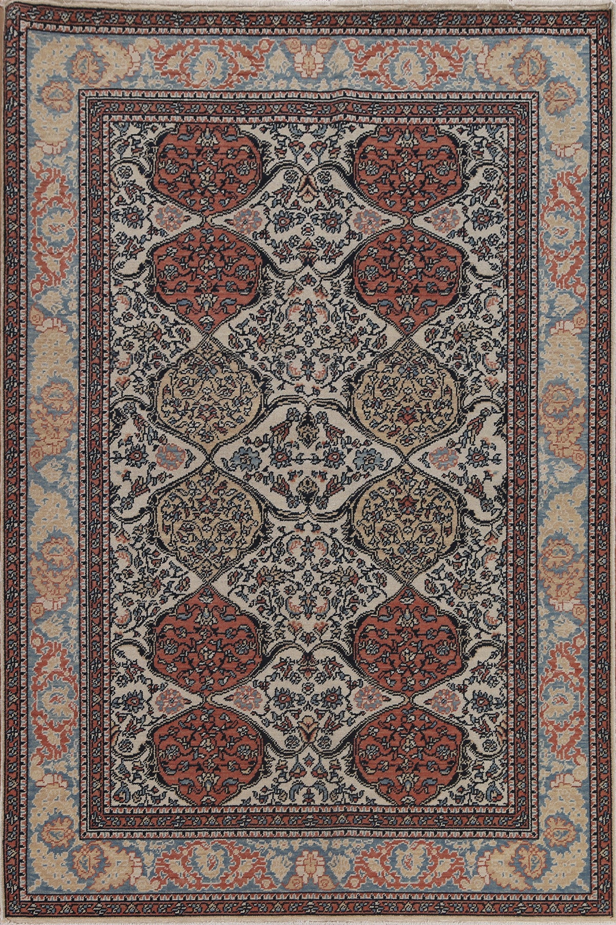 Floral Hand-Knotted Bakhtiari Oriental Wool Rug 5x7