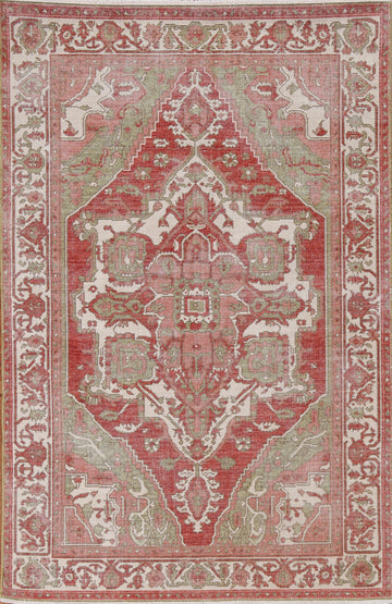 Geometric Heriz Serapi Turkish Area Rug 4x6