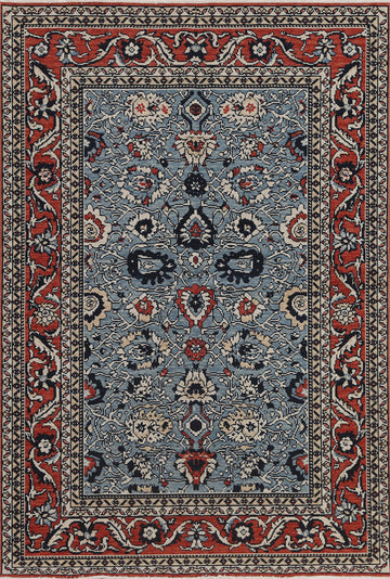 Light Blue Floral Ziegler Turkish Wool Rug 4x6