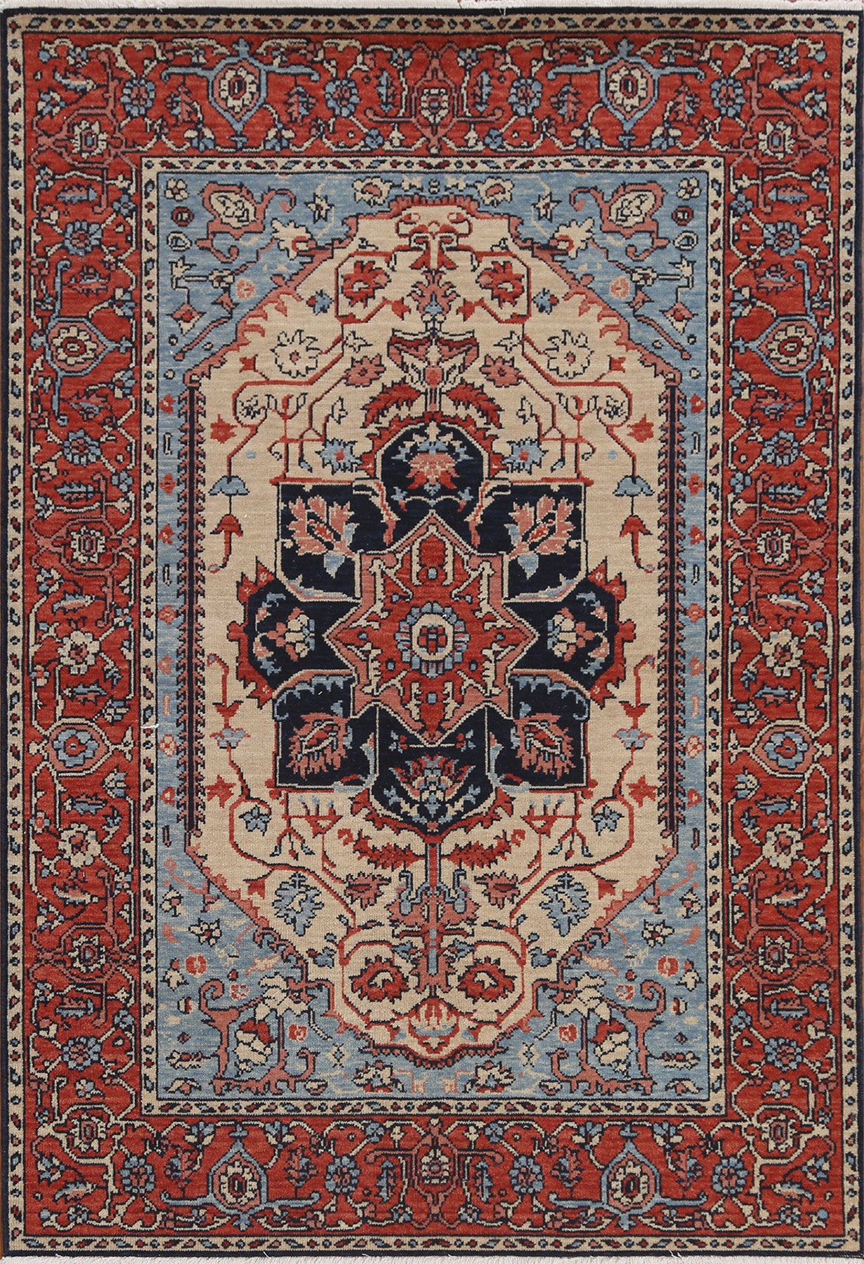 Geometric Heriz Serapi Turkish Area Rug 4x6