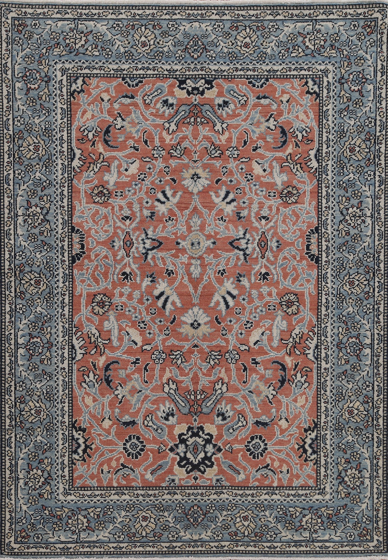 Hand-Knotted Floral Ziegler Turkish Wool Rug 4x6