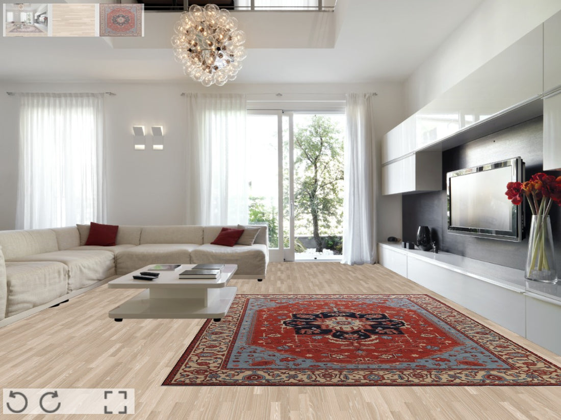 Hand-Knotted Red Heriz Serapi Oriental Wool Rug 10x13