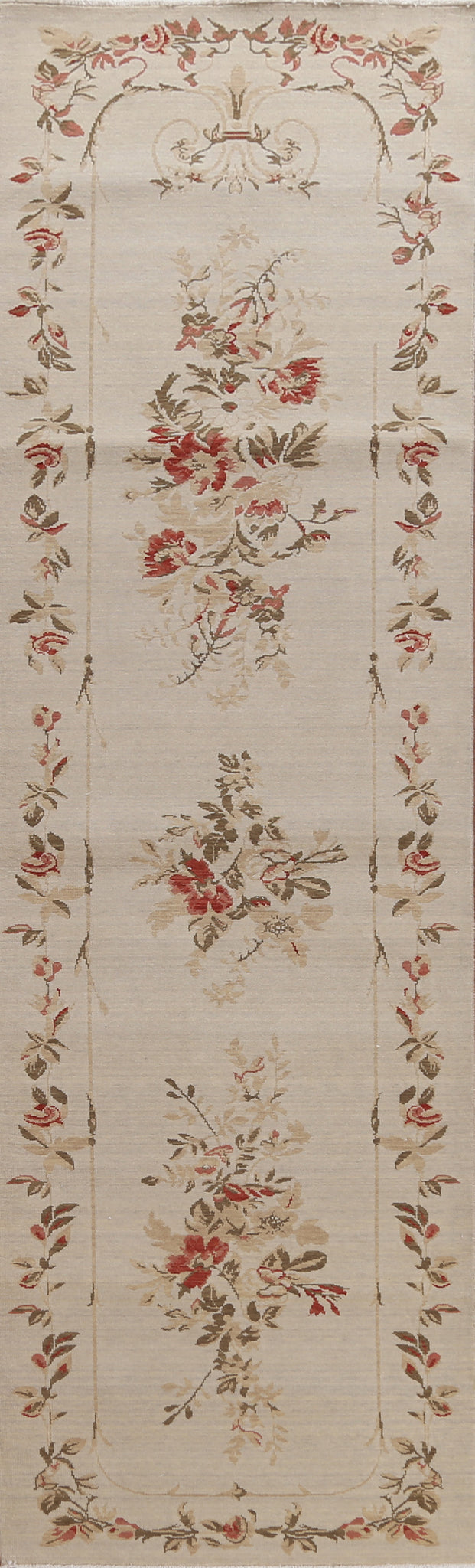 Floral Aubusson Oriental Runner Rug 3x12