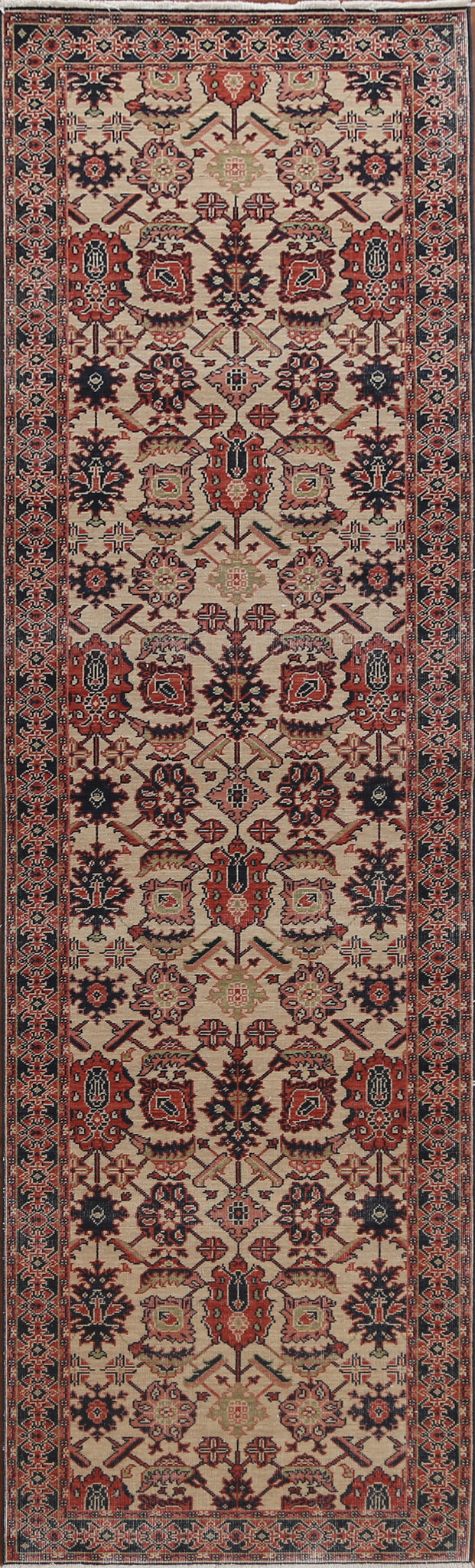 Hand-Knotted Wool Ziegler Turkish Runner Rug 3x12