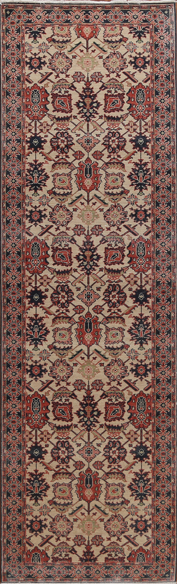 Hand-Knotted Wool Ziegler Turkish Runner Rug 3x12