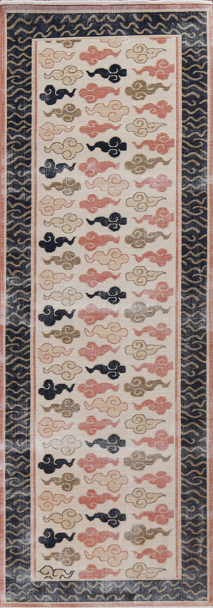 Geometric Art Deco Turkish Runner Rug 3x10