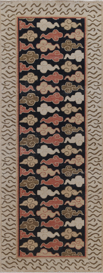 Geometric Art Deco Oriental Runner Rug 3x8