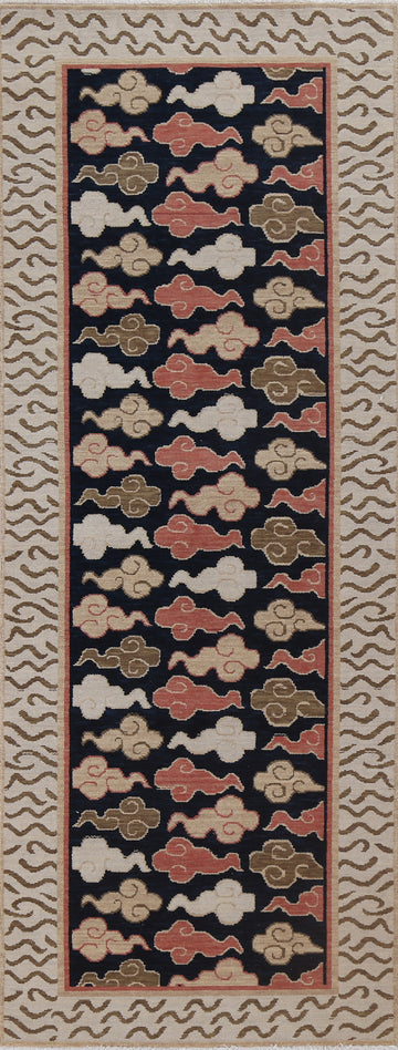 Geometric Art Deco Oriental Runner Rug 3x8