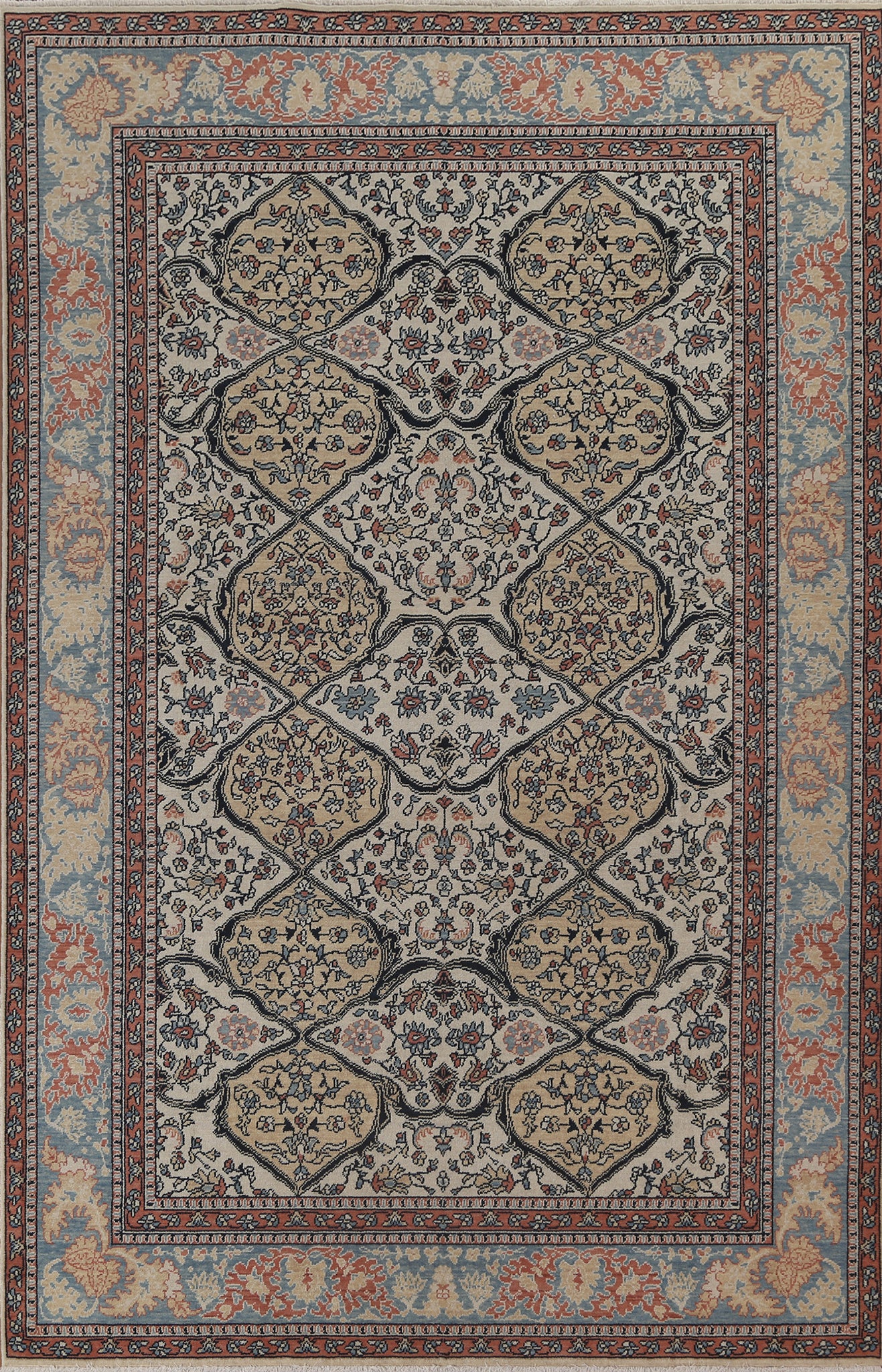 All-Over Floral Bakhtiari Turkish Wool Rug 7x10