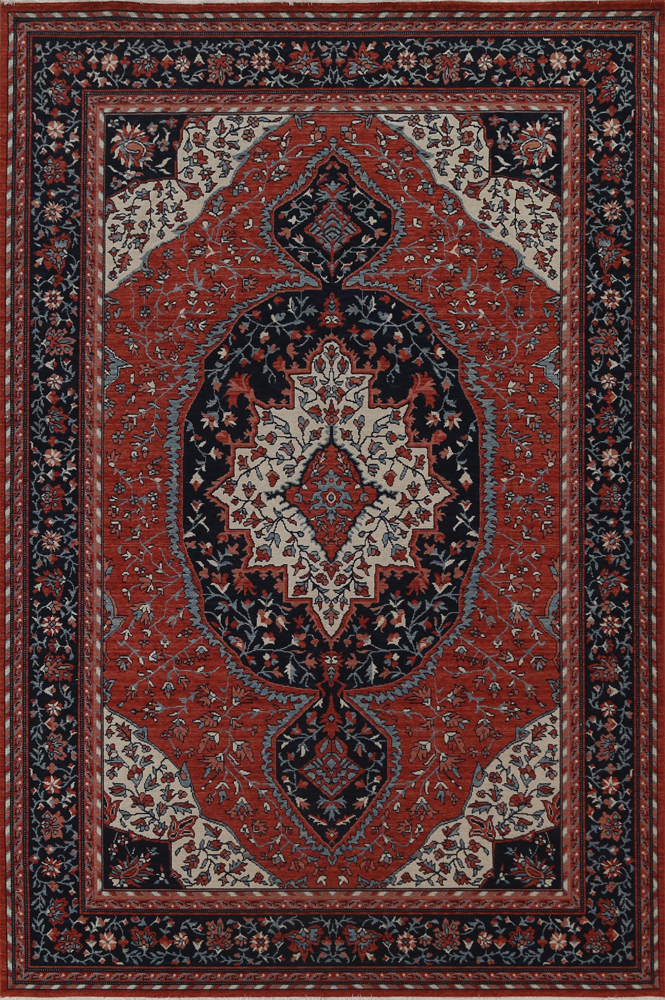 Handmade Wool Sarouk Farahan Turkish Rug 7x10