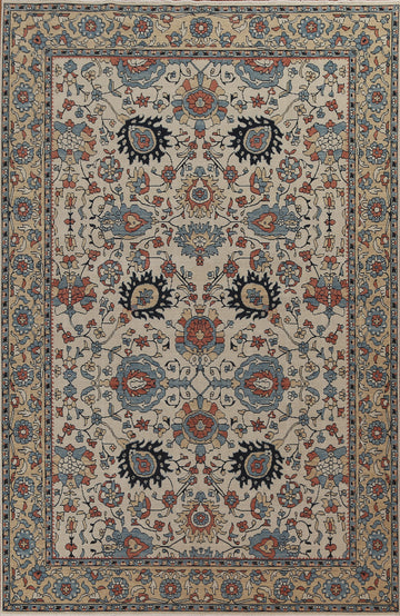 Floral Wool Sultanabad Ziegler Turkish Rug 7x10