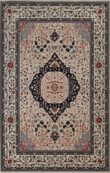 Handmade Wool Kashan Mohtasham Turkish Rug 7x10