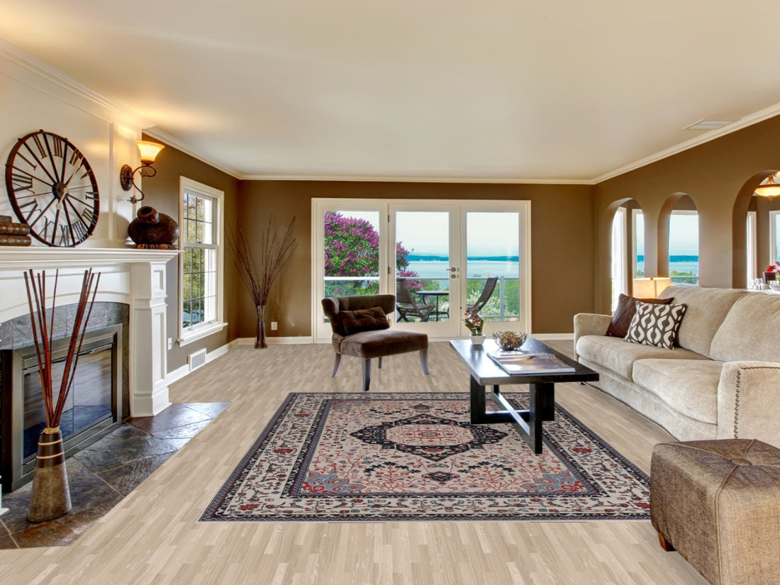 Hand-Knotted Wool Kashan Mohtasham Turkish Rug 7x10